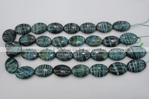 CSJ228 15.5 inches 18*25mm oval dyed green silver line jasper beads