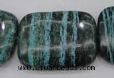 CSJ248 15.5 inches 30*40mm rectangle dyed green silver line jasper beads