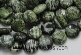 CSJ41 15.5 inches 10mm flat round green silver line jasper beads