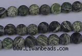 CSJ500 15.5 inches 4mm round matte green silver line jasper beads