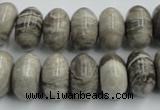 CSL03 15.5 inches 9*16mm rondelle silver leaf jasper beads wholesale