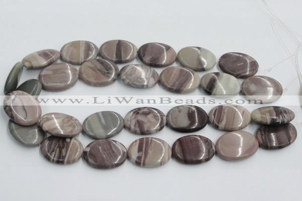 CSL07 15.5 inches 20*30mm oval silver leaf jasper beads wholesale