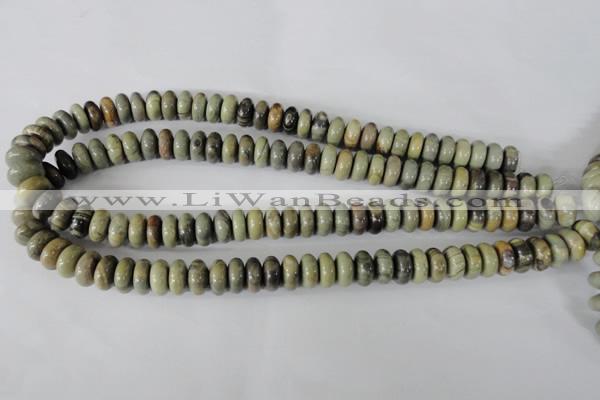 CSL109 15.5 inches 6*12mm rondelle silver leaf jasper beads wholesale