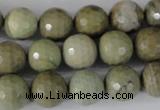 CSL112 15.5 inches 12mm faceted round silver leaf jasper beads