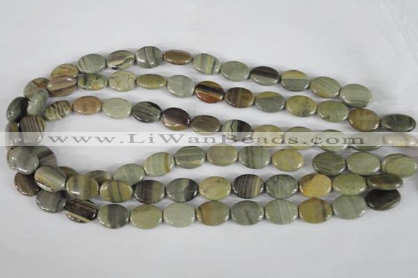 CSL117 15.5 inches 12*16mm oval silver leaf jasper beads wholesale