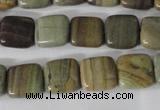 CSL118 15.5 inches 12*12mm square silver leaf jasper beads wholesale