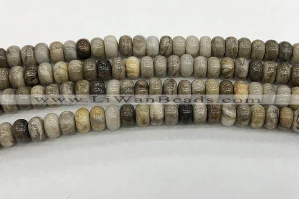 CSL127 15.5 inches 5*8mm rondelle sliver leaf jasper beads