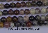 CSL210 15.5 inches 4mm round black silver leaf jasper beads