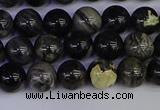 CSL211 15.5 inches 6mm round black silver leaf jasper beads