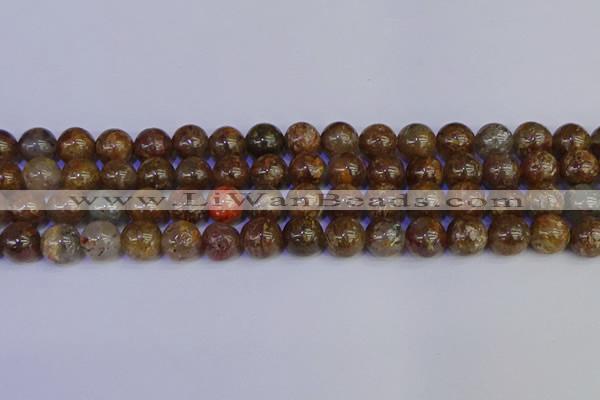 CSL224 15.5 inches 12mm round gold leaf jasper beads wholesale