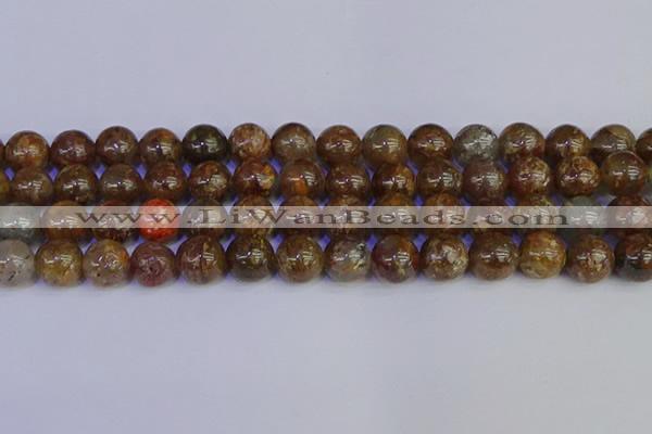 CSL225 15.5 inches 14mm round gold leaf jasper beads wholesale