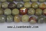 CSL231 15.5 inches 6mm faceted round silver leaf jasper beads