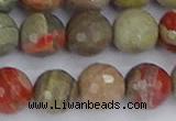 CSL234 15.5 inches 12mm faceted round silver leaf jasper beads