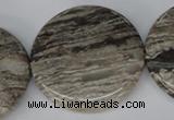 CSL37 15.5 inches 40mm flat round silver leaf jasper beads wholesale