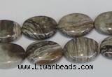 CSL43 15.5 inches 13*18mm oval silver leaf jasper beads wholesale