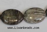 CSL45 15.5 inches 18*25mm oval silver leaf jasper beads wholesale