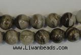 CSL92 15.5 inches 10mm round silver leaf jasper beads wholesale