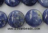 CSO380 15.5 inches 20mm flat round natural sodalite gemstone beads