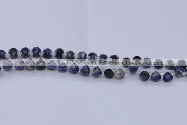 CSO450 Top drilled 7*7mm faceted teardrop sodalite gemstone beads