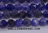 CSO551 15.5 inches 6mm faceted nuggets sodalite gemstone beads