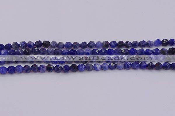 CSO551 15.5 inches 6mm faceted nuggets sodalite gemstone beads