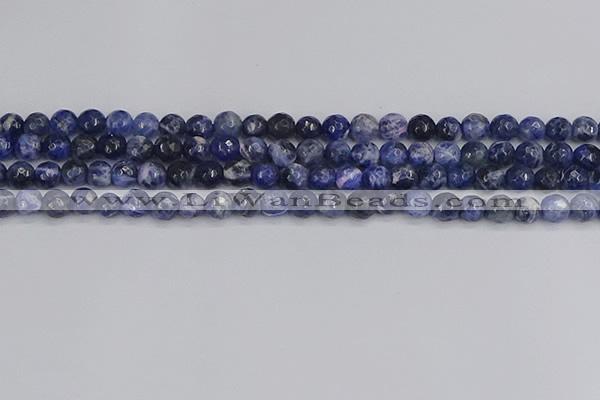 CSO559 15.5 inches 6mm faceted round sodalite gemstone beads