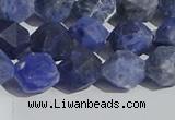 CSO567 15.5 inches 10mm faceted nuggets matte sodalite beads