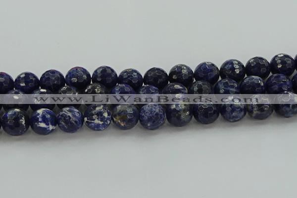 CSO646 15.5 inches 14mm faceted round sodalite gemstone beads