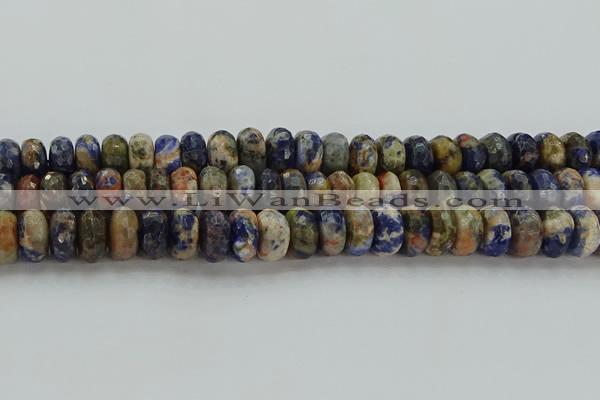 CSO765 15.5 inches 8*14mm faceted rondelle orange sodalite beads