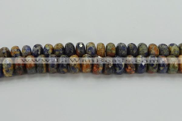 CSO767 15.5 inches 10*18mm faceted rondelle orange sodalite beads