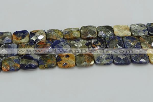 CSO784 15.5 inches 20*20mm faceted square orange sodalite beads