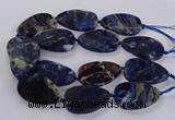 CSO821 15.5 inches 30*50mm - 32*52mm flat teardrop orange sodalite beads