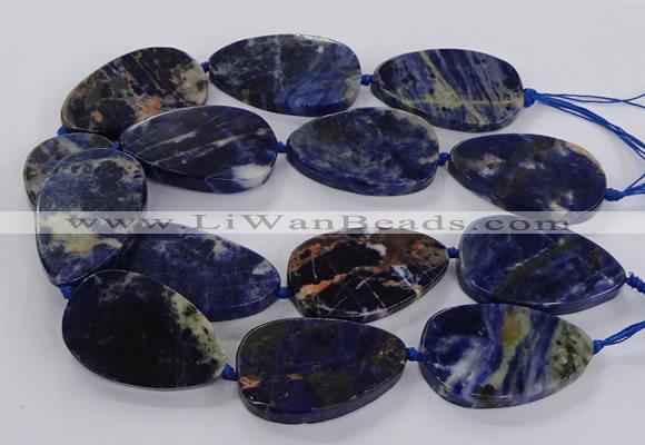 CSO821 15.5 inches 30*50mm - 32*52mm flat teardrop orange sodalite beads