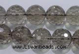 CSQ106 15.5 inches 16mm faceted round grade AA natural smoky quartz beads