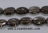 CSQ118 10*14mm facetad oval grade AA natural smoky quartz beads