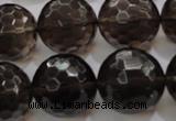 CSQ134 15.5 inches 20mm faceted round grade AA natural smoky quartz beads