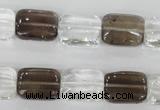 CSQ157 15.5 inches 12*16mm rectangle white crystal & smoky quartz beads