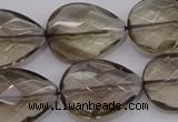 CSQ205 18*25mm faceted flat teardrop grade AA natural smoky quartz beads