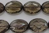 CSQ211 15*20mm faceted oval grade AA natural smoky quartz beads