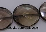 CSQ215 25*30mm faceted oval grade AA natural smoky quartz beads