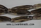 CSQ260 15.5 inches 8*28mm faceted rice natural smoky quartz beads