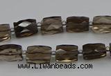 CSQ270 15.5 inches 8*10mm faceted rectangle smoky quartz beads