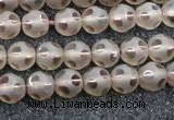 CSQ501 15.5 inches 6mm faceted round matte smoky quartz beads