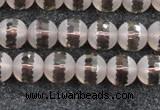 CSQ507 15.5 inches 8mm faceted round matte smoky quartz beads