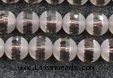 CSQ508 15.5 inches 10mm faceted round matte smoky quartz beads