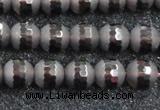 CSQ512 15.5 inches 8mm faceted round matte smoky quartz beads