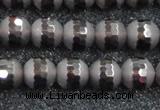 CSQ513 15.5 inches 10mm faceted round matte smoky quartz beads