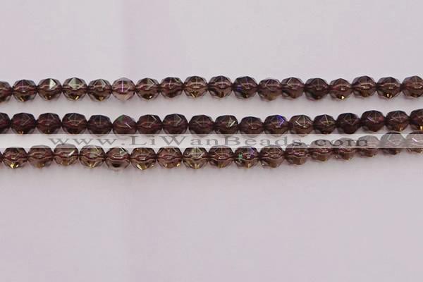 CSQ527 15.5 inches 8mm faceted nuggets smoky quartz gemstone beads