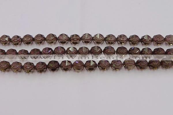 CSQ528 15.5 inches 10mm faceted nuggets smoky quartz gemstone beads