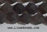 CSQ533 15.5 inches 10mm faceted nuggets matte smoky quartz beads